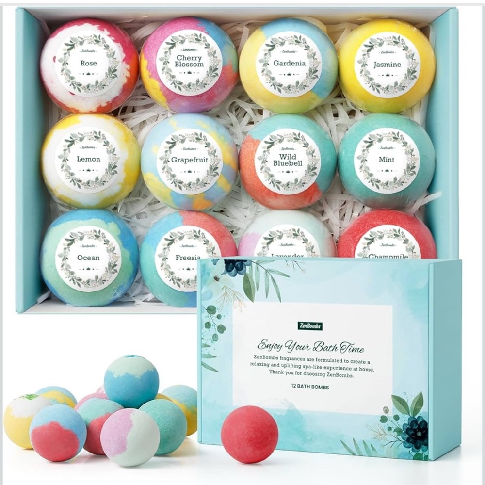 ZenBombs Box of 12 Relaxing and Uplifting Bath Bombs